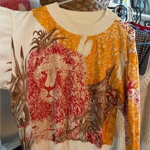 Salvatore Ferragamo Red and Yellow Long Sleeve Vintage Top